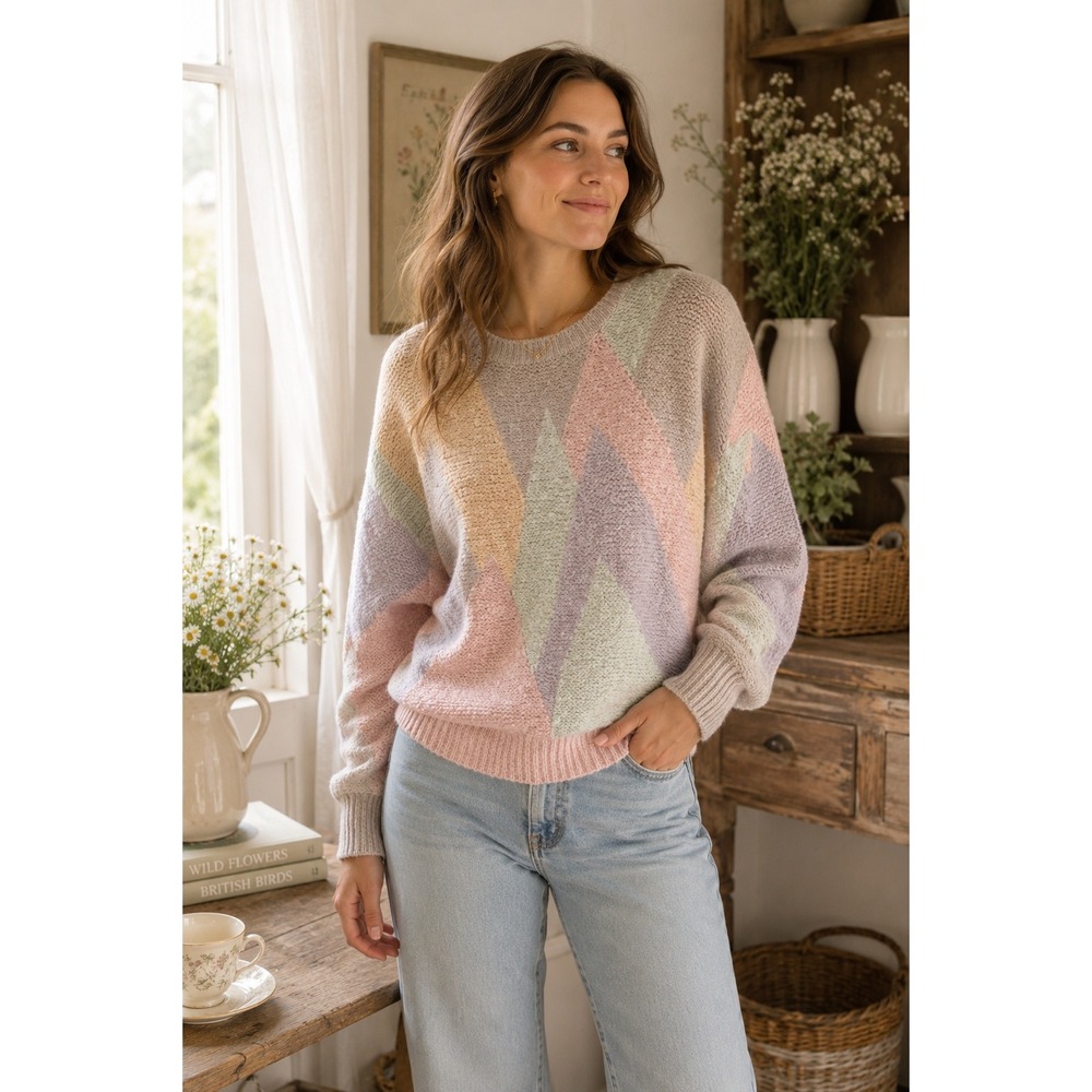 Vtg Renee Tener for Jeanne Pierre L Pastel‎ Sweater Coquette Soft Girl Cozy Knit